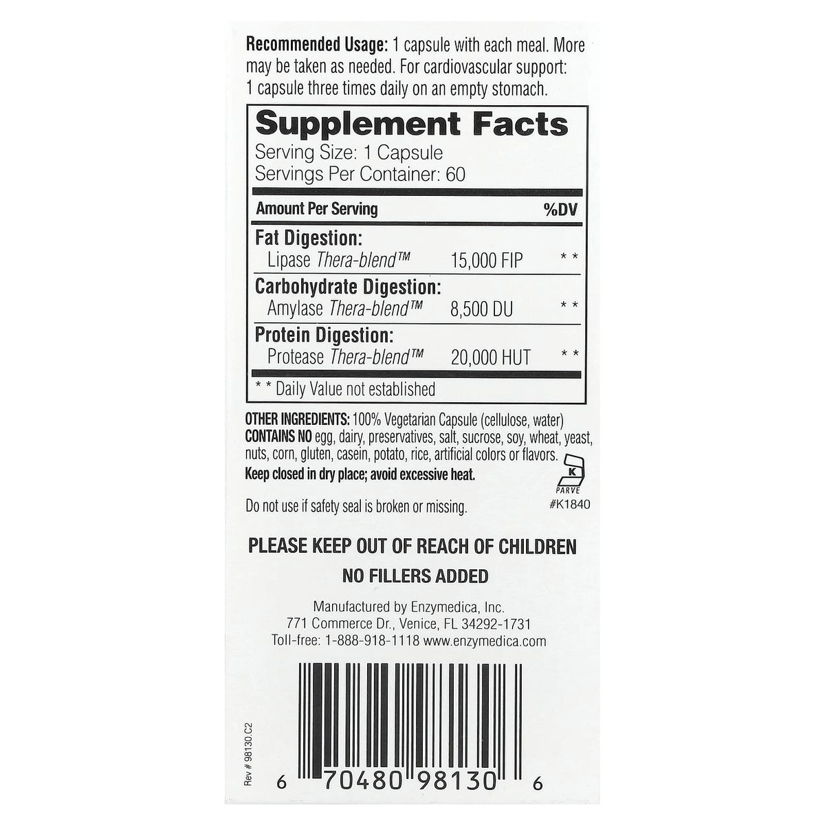 Enzymedica Lypo Gold, For Fat Digestion, 60 Capsules - view 2
