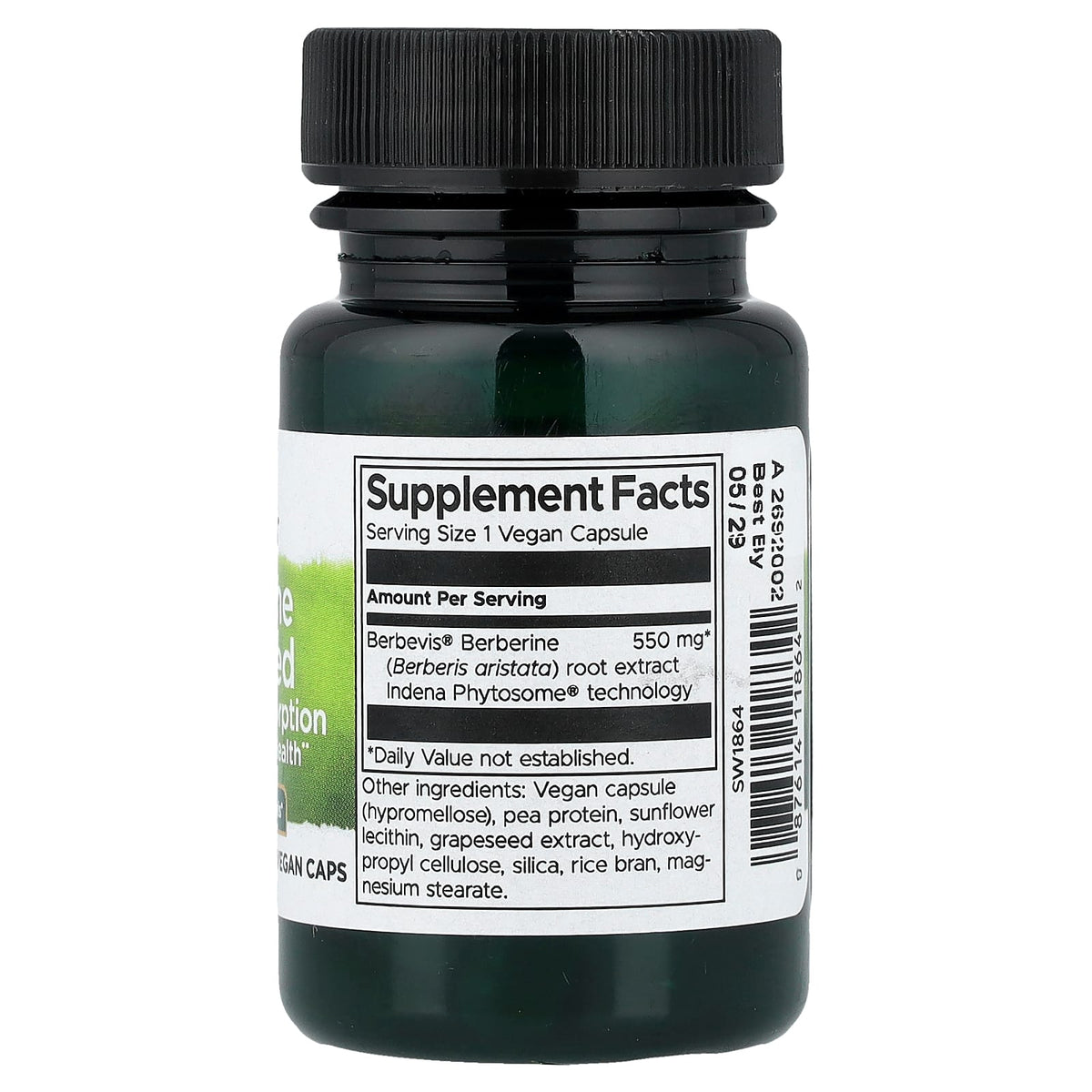 Swanson Vitamins Berberine Advanced, 30 Vegan Capsules (550 mg per Capsule) - view 2
