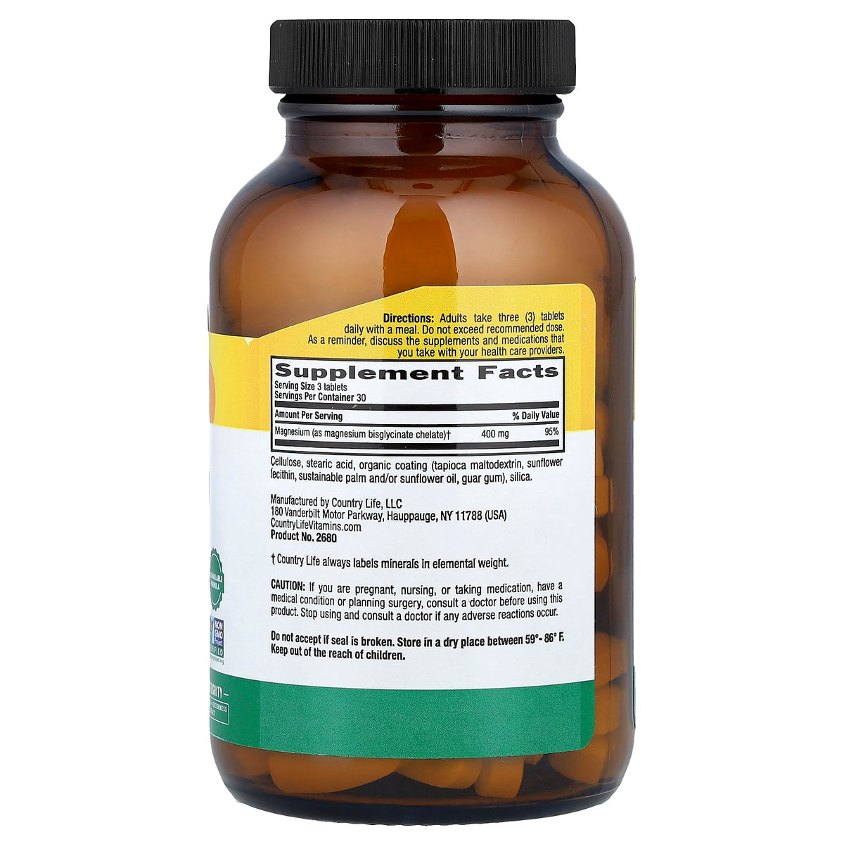 Country Life Chelated Magnesium Glycinate, 90 Tablets (133 mg per Tablet) - view 2