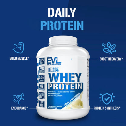 EVLution Nutrition 100% Whey Protein Powder, Vanilla Ice Cream, 2.27 kg (5 lb) - view 5