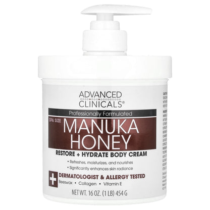 Advanced Clinicals Manuka Honey Restore + Hydrate Body Cream 454 g (16 oz)