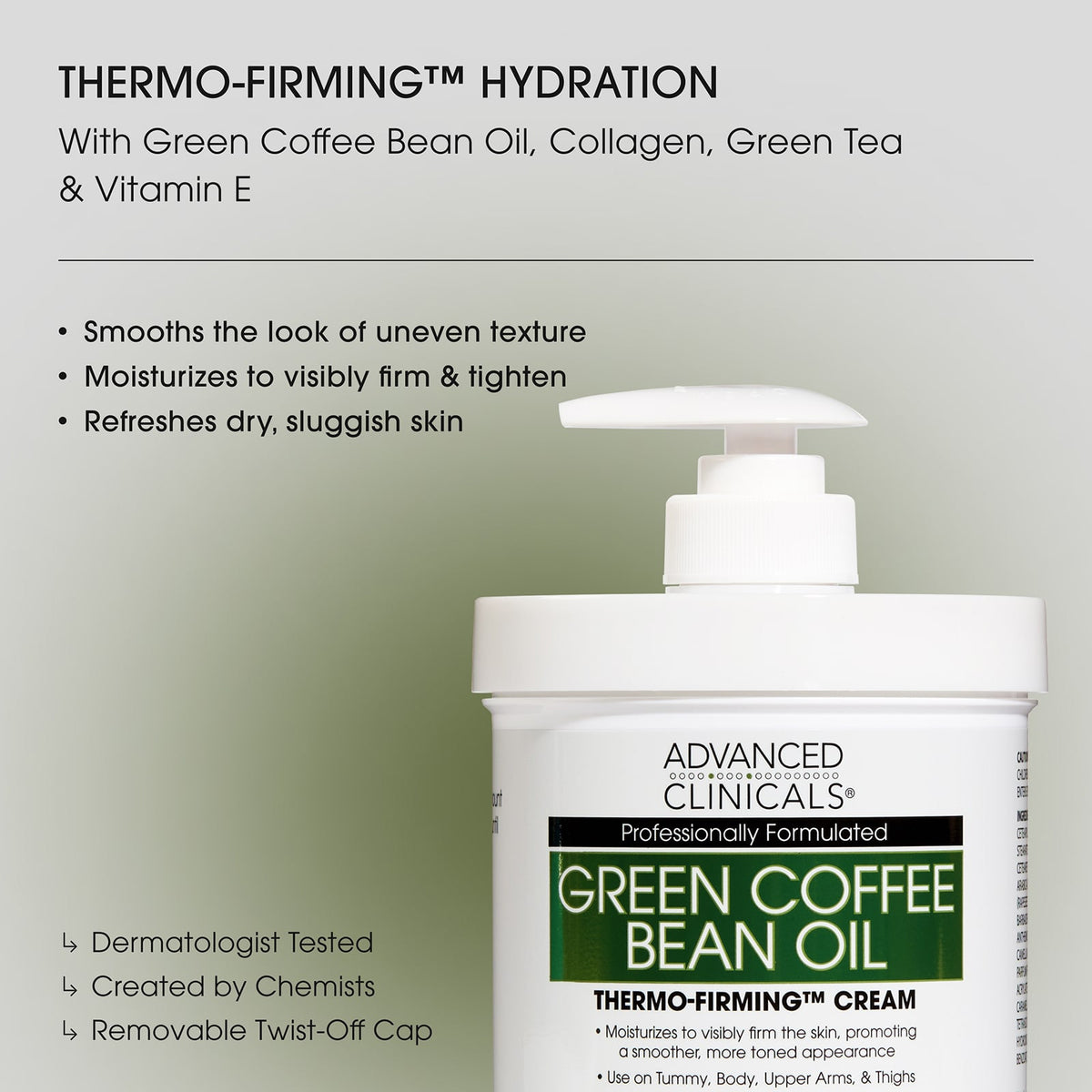 Advanced Clinicals Green Coffee Bean Oil Thermo-Firming Cream 454 g (16 oz) - view 4