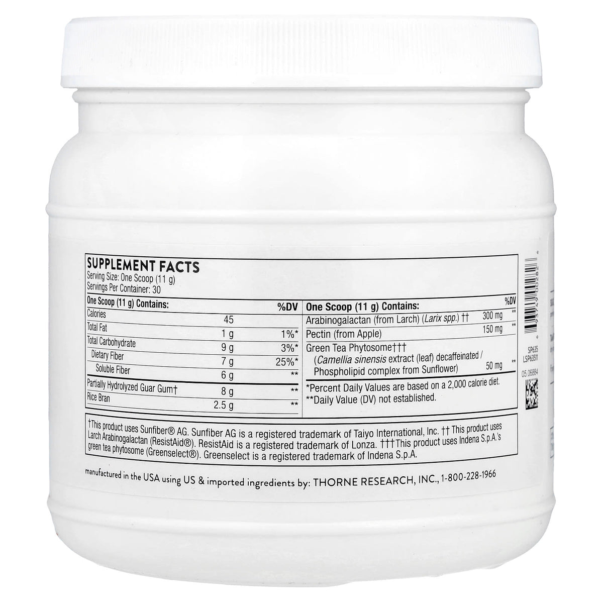 Thorne FiberMend Prebiotic Fibre Powder, 330 g (11.6 oz) - view 2