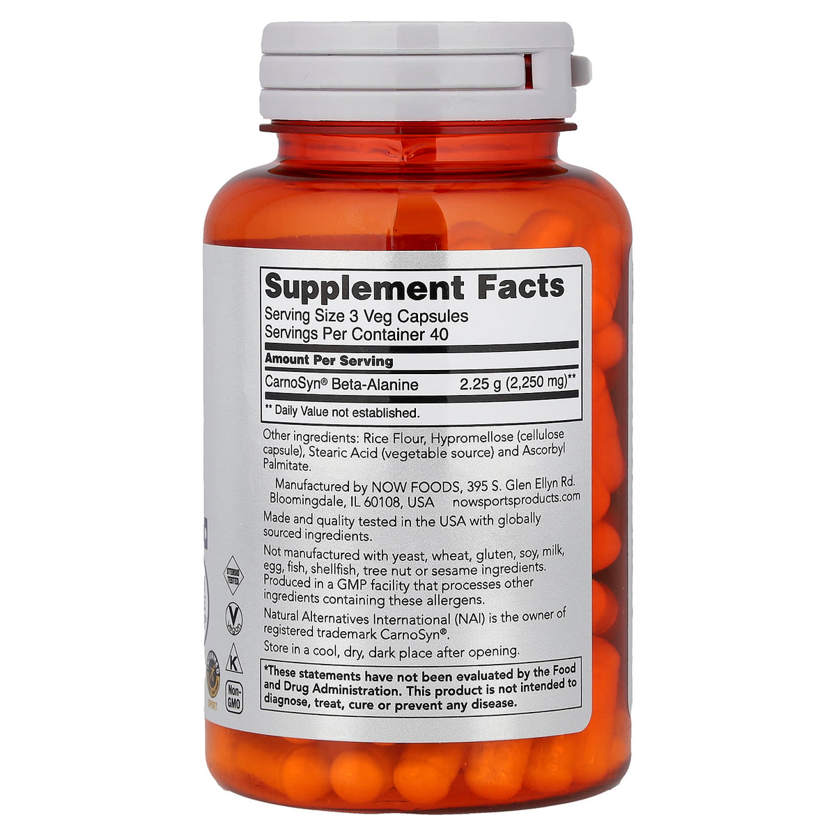 NOW Foods Sports Beta-Alanine, 120 Veg Capsules (750 mg per Capsule) - view 2