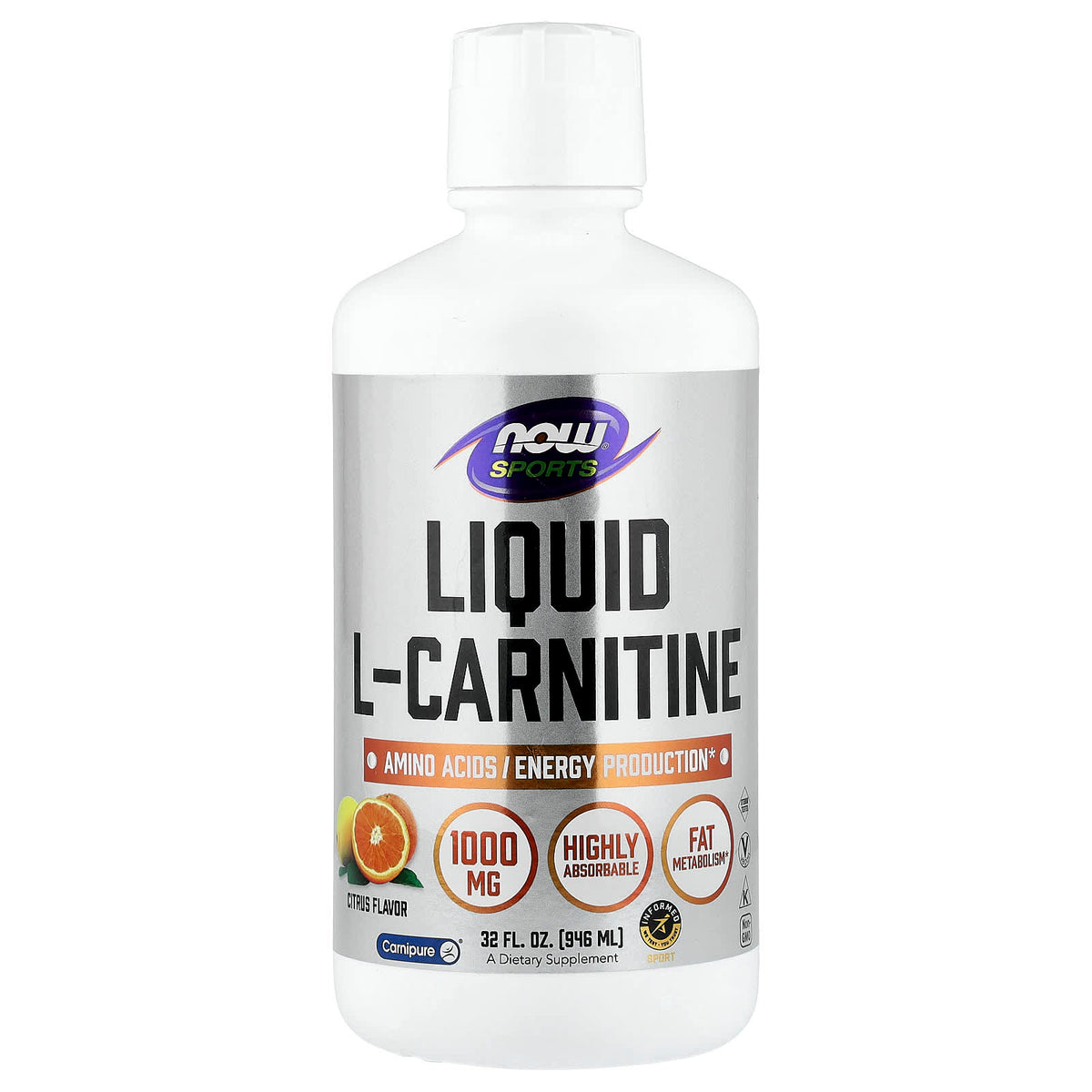 NOW Foods Sports Liquid L-Carnitine, Citrus, 946 ml (32 fl oz)
