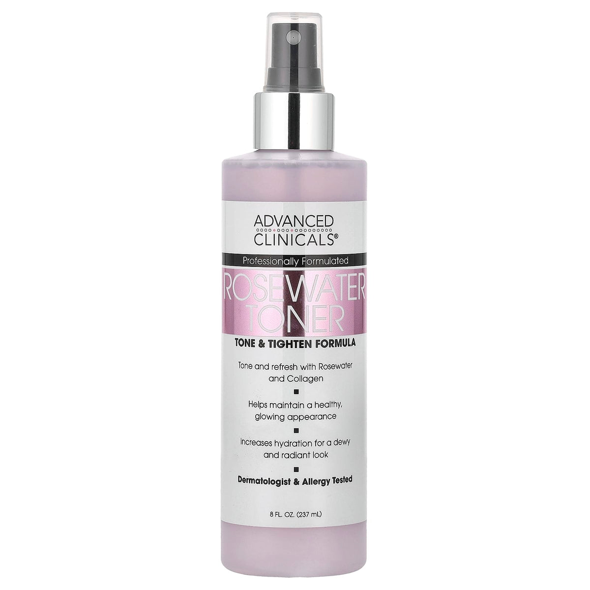 Advanced Clinicals Rosewater Toner Tone & Tighten Formula 237 ml (8 fl oz) — product view