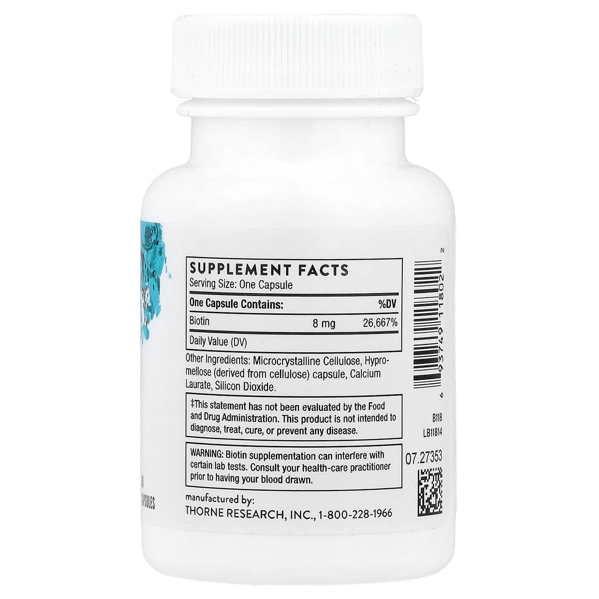 Thorne Biotin 8,000 mcg, 60 Capsules - view 2