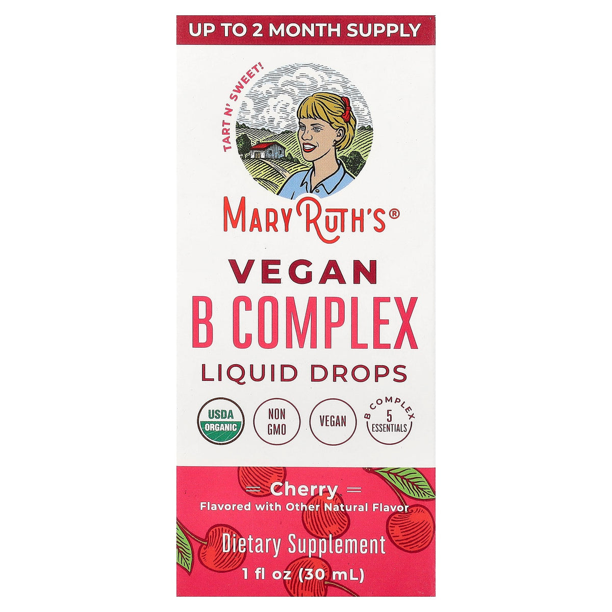 MaryRuth's Vegan B Complex Liquid Drops, Cherry, 30 ml (1 fl oz) — product view