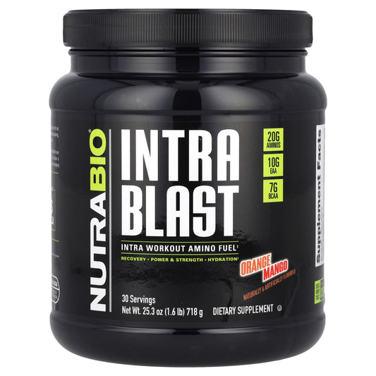 NutraBio Intra Blast Intra Workout Amino Fuel, Orange Mango, 718 g (1.6 lb)