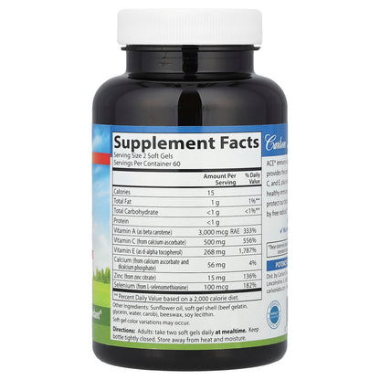 Carlson Aces + Zn Vitamins A, C, E, Selenium and Zinc, 120 Soft Gels - view 2