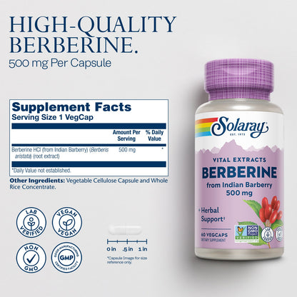 Solaray Vital Extracts Berberine 500 mg, 60 VegCaps - view 3
