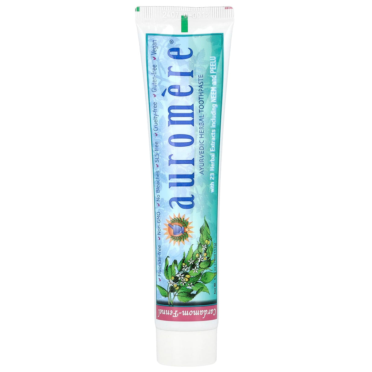 Auromere Ayurvedic Herbal Toothpaste, Foam-Free, Cardamom-Fennel, 117 g — product view