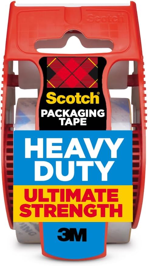Scotch Heavy Duty Packing Tape with Dispenser, 1.88 in x 27.7 yd, 1 Roll