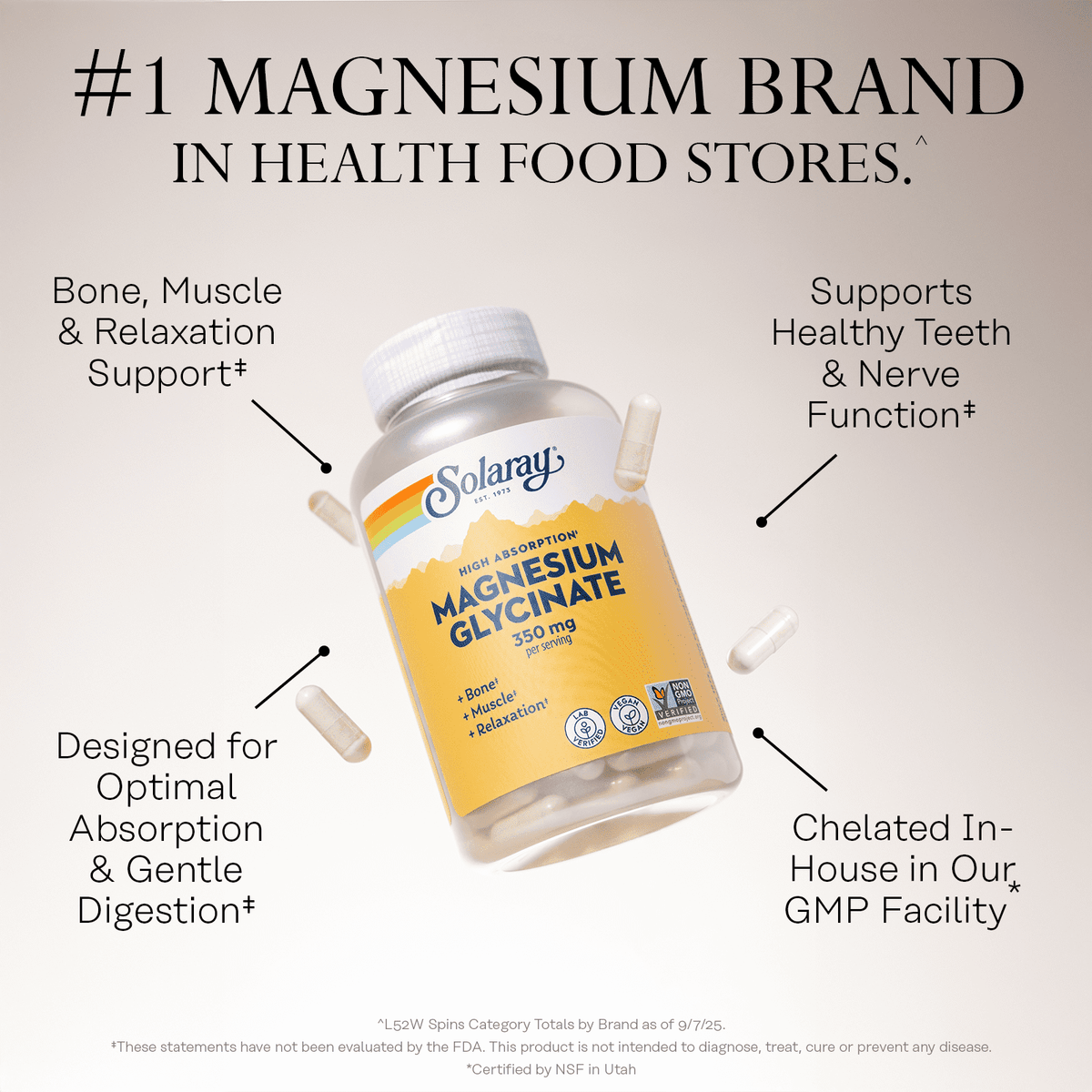Solaray High Absorption Magnesium Glycinate, 240 VegCaps - view 4