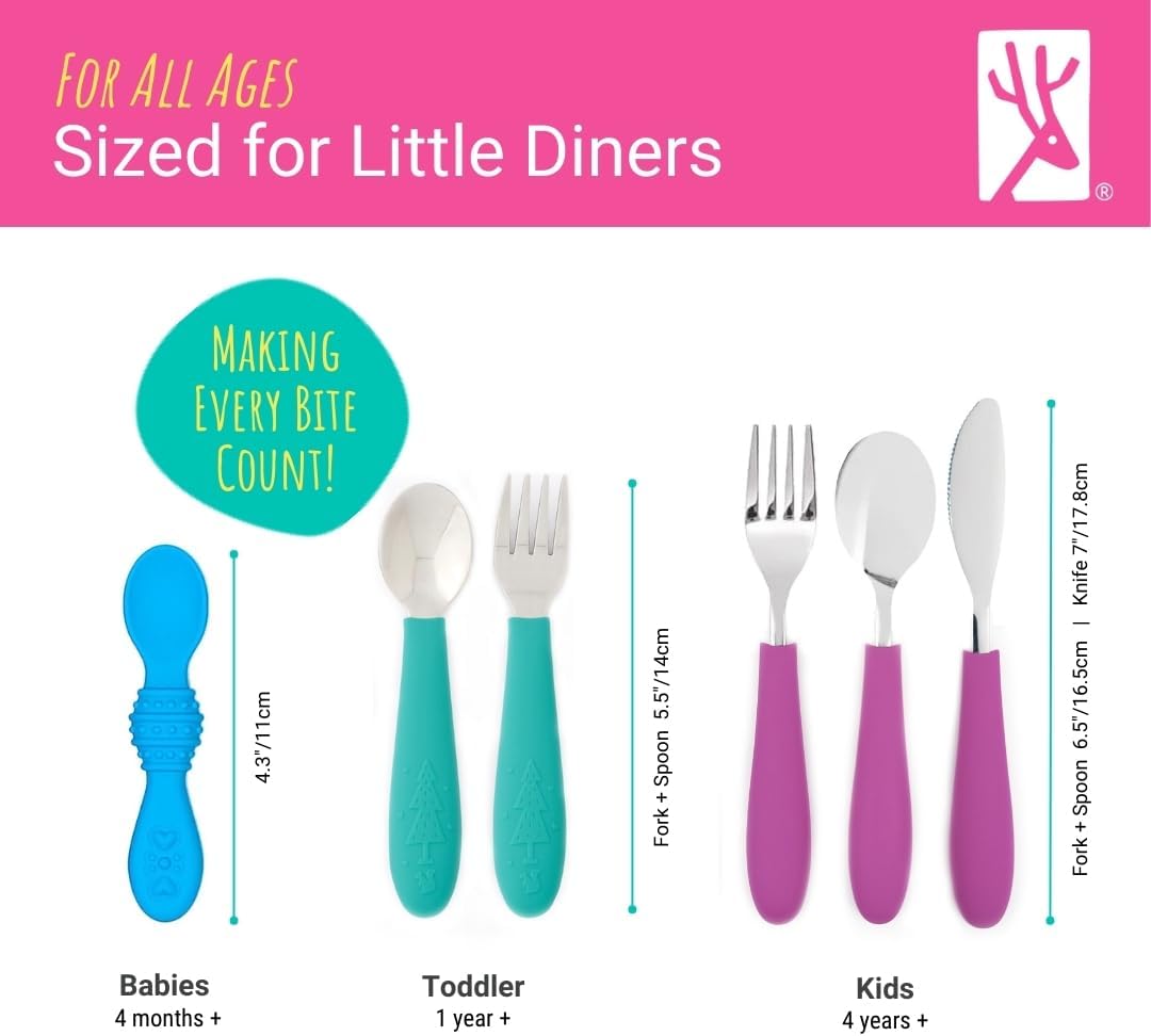 Elk and Friends Kids Silicone Handle Cutlery, 6 Pieces — alternate product view