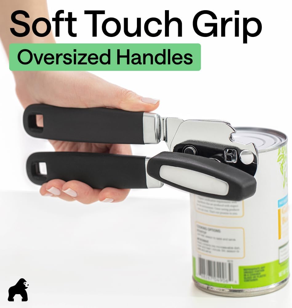 Gorilla Grip Stainless Steel Manual Can Opener, Black - view 4