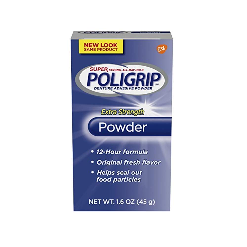 Super PoliGrip Extra Strength Denture Adhesive Powder, 1.6 oz (45 g)