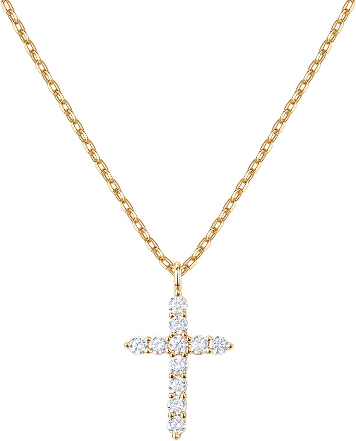 PAVOI 14K Gold Plated Cross Pendant Necklace, Yellow Gold, Y