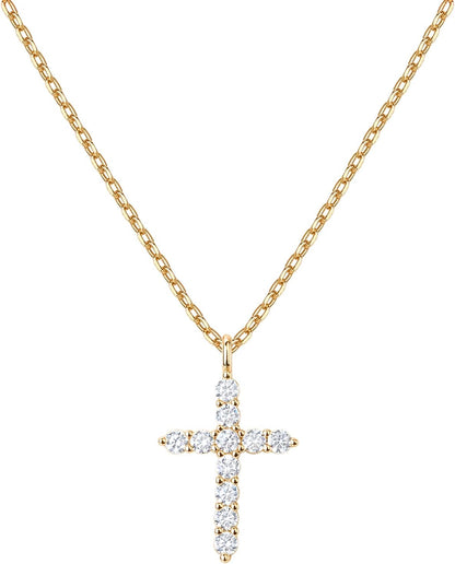 PAVOI 14K Gold Plated Cross Pendant Necklace, Yellow Gold, Y