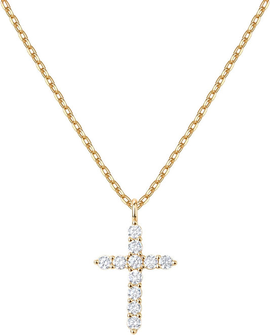 PAVOI 14K Gold Plated Cross Pendant Necklace, Yellow Gold, Y