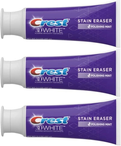 Crest 3D White Stain Eraser Toothpaste Polishing Mint 88 g (3.1 oz), Pack of 3
