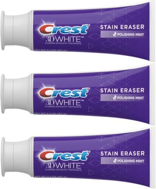 Crest 3D White Stain Eraser Toothpaste Polishing Mint 88 g (3.1 oz), Pack of 3