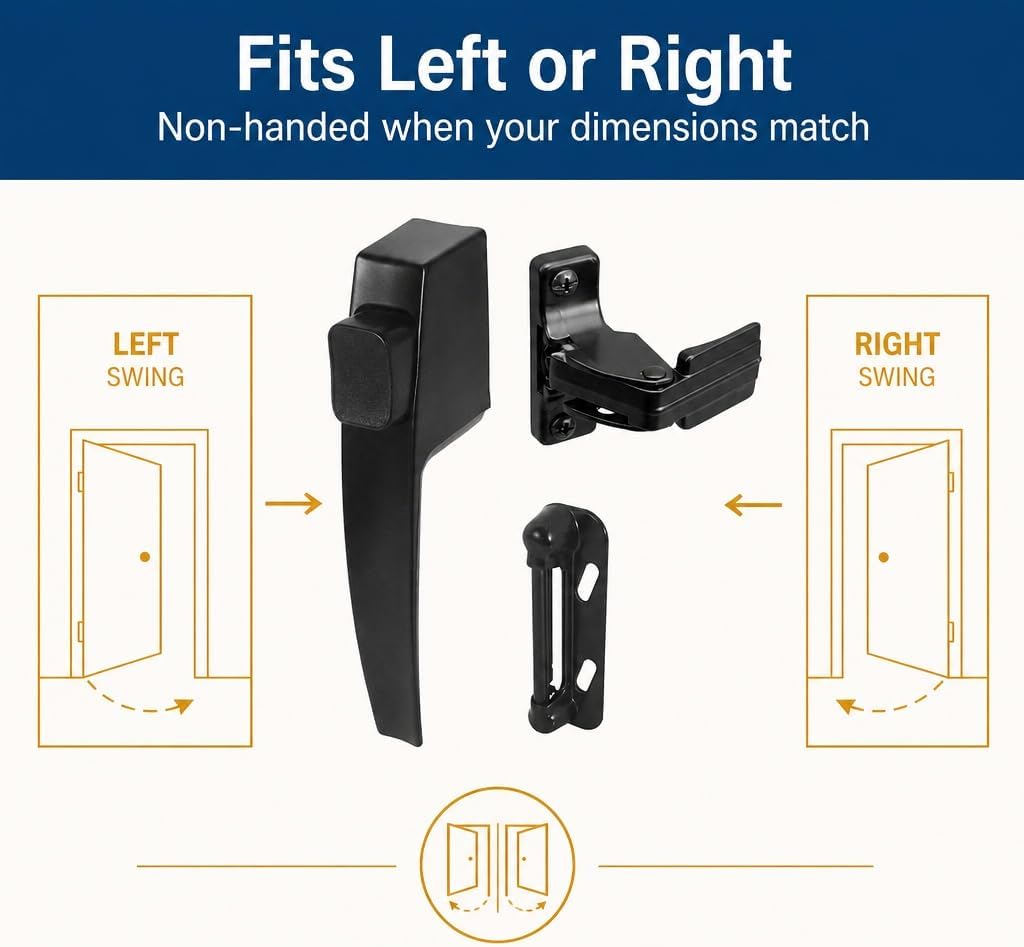 PRIME-LINE Push Button Latch Set for Screen & Storm Doors, Black - view 3
