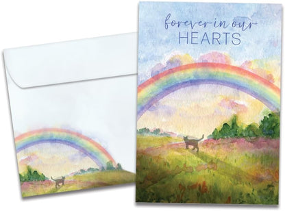 Tree-Free Greetings Pet Sympathy Card, Sweet Cat Rainbow, 5 x 7 Inch
