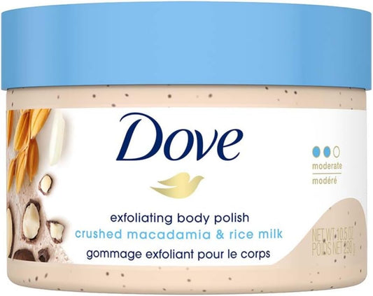 Dove Exfoliating Body Polish Body Scrub Macadamia & Rice Milk 10.5 oz