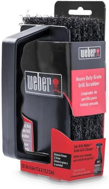 Weber Heavy Duty Grill Grate Scrubber, 3 Pads, Black