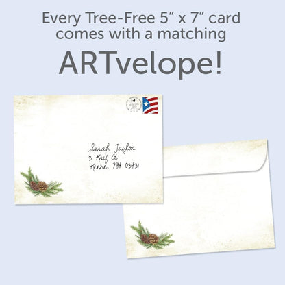 Tree-Free Greetings Christmas Cards 5 x 7 Inch, Pack of 12, Winter Pine Wreath - view 4