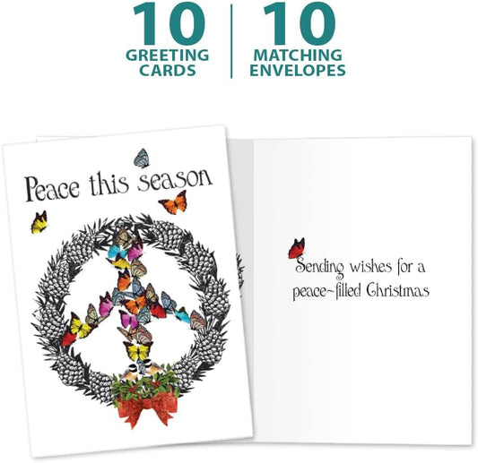 Tree-Free Greetings Peace Wreath Christmas Cards, Box of 10 - view 5