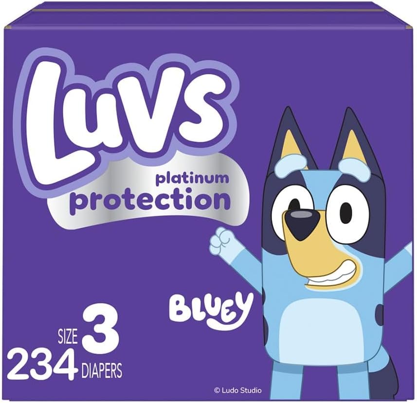 Luvs Platinum Protection Bluey Nappies, Size 3 (16-28 lb), 234 Count