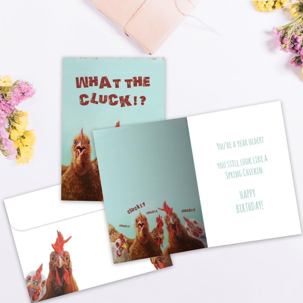 Tree-Free Greetings What The Cluck Birthday Card, 5 x 7 in — alternate product view