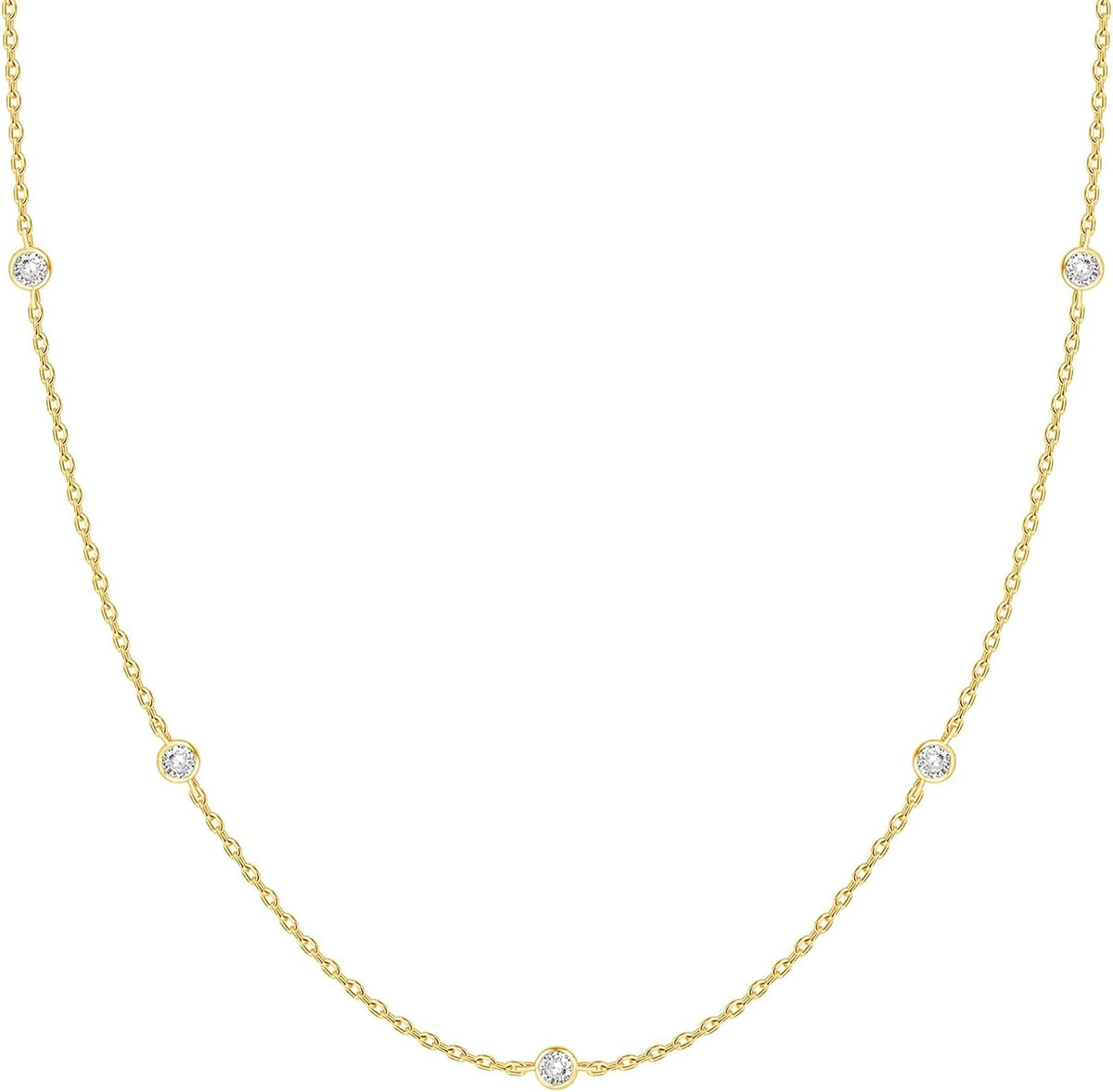 PAVOI 14K Yellow Gold Plated Cubic Zirconia Station Necklace
