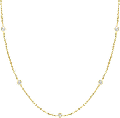 PAVOI 14K Yellow Gold Plated Cubic Zirconia Station Necklace