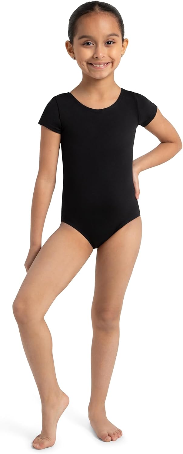 Capezio Team Basics Short Sleeve Leotard, Girls, Black, Large - view 2