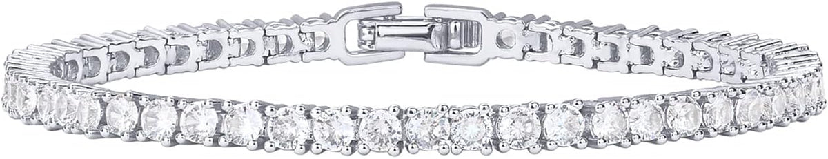 PAVOI Cubic Zirconia Classic Tennis Bracelet, 6.5 Inch, White Gold