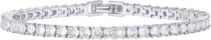 PAVOI Cubic Zirconia Classic Tennis Bracelet, 6.5 Inch, White Gold