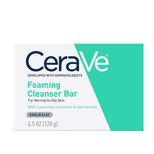 CeraVe Foaming Cleanser Bar for Normal to Oily Skin, Face & Body, 4.5 oz