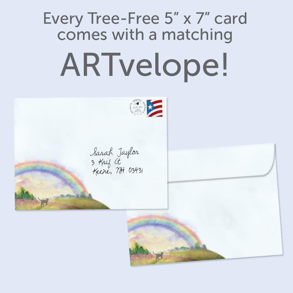 Tree-Free Greetings Pet Sympathy Card, Sweet Cat Rainbow, 5 x 7 Inch - view 4