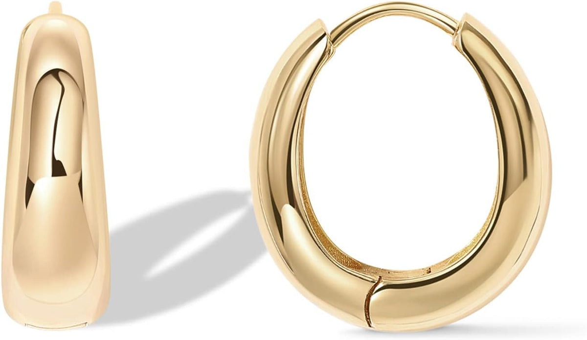PAVOI 14K Gold Plated 925 Silver Hoop Earrings, 19mm — product view