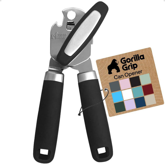 Gorilla Grip Stainless Steel Manual Can Opener, Black