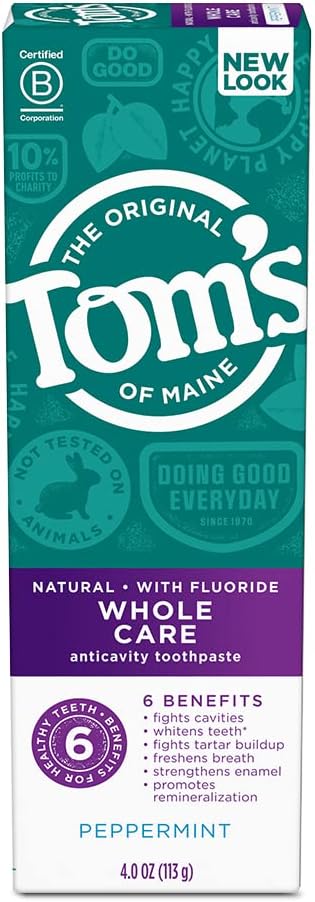 Tom's of Maine Whole Care Anticavity Fluoride Toothpaste, Peppermint, 4 oz