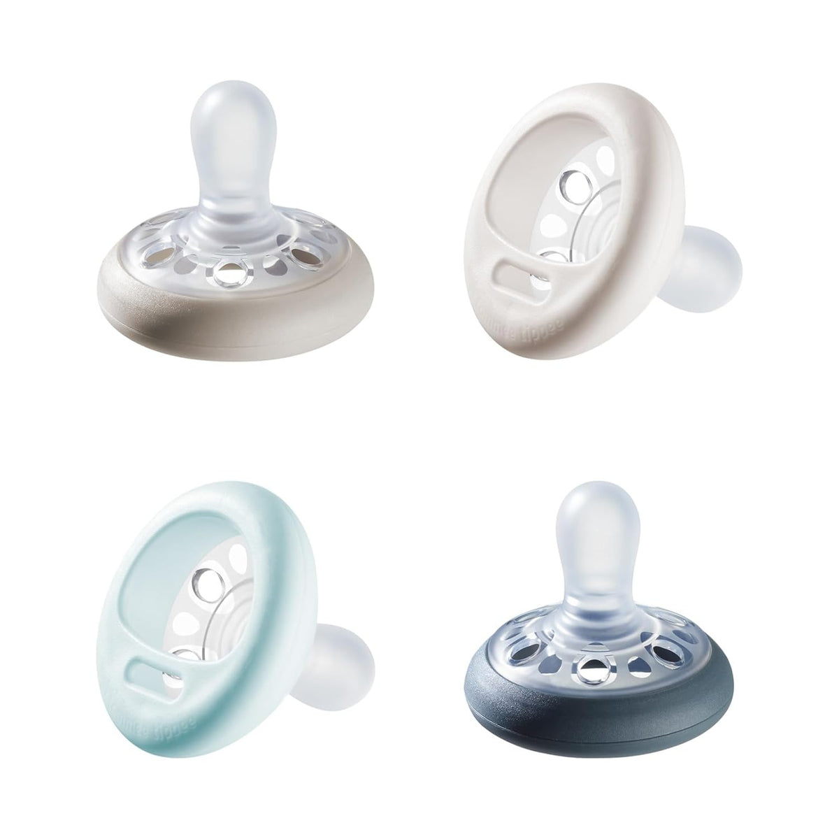 Tommee Tippee Breast-Like Dummies, 0-6 Months, Pack of 4, Pastel/Blue/Black