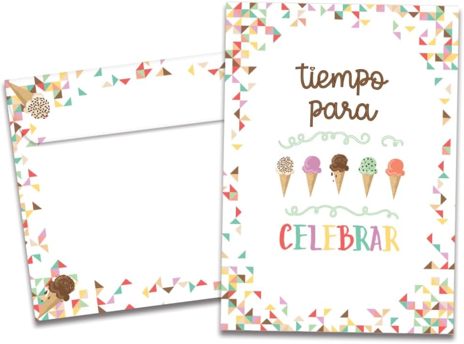 Tree-Free Greetings Spanish Birthday Card, Cumpleaños Ice Cream, 5 x 7