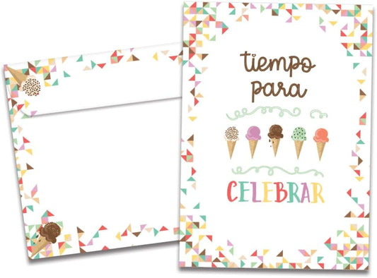 Tree-Free Greetings Spanish Birthday Card, Cumpleaños Ice Cream, 5 x 7