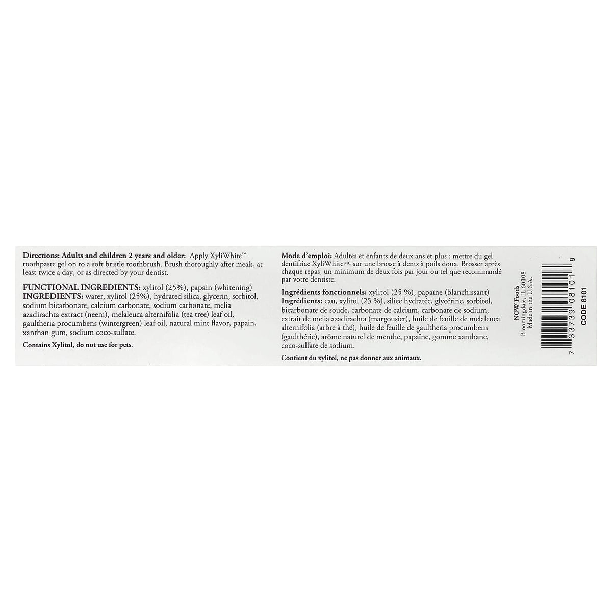NOW Foods XyliWhite Toothpaste Gel, Neem & Tea Tree, Mint, 181 g - view 3