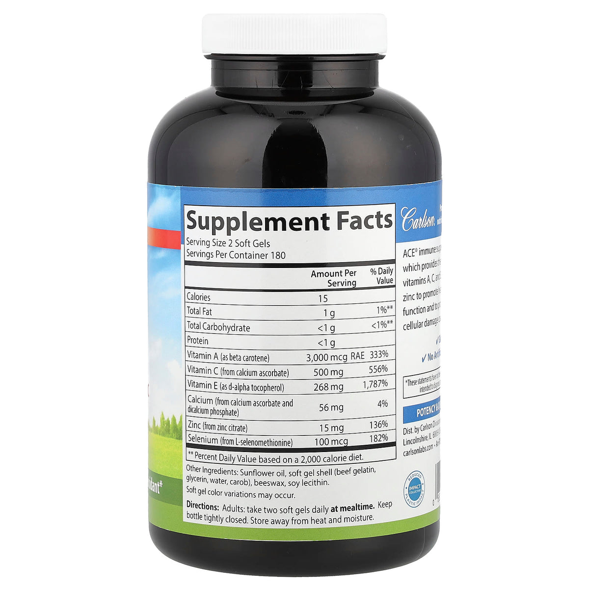 Carlson Aces + Zn Vitamins A, C, E, Selenium and Zinc, 360 Soft Gels — alternate product view