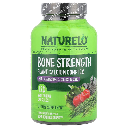 Naturelo Bone Strength Plant Calcium Complex, 120 Vegetarian Capsules